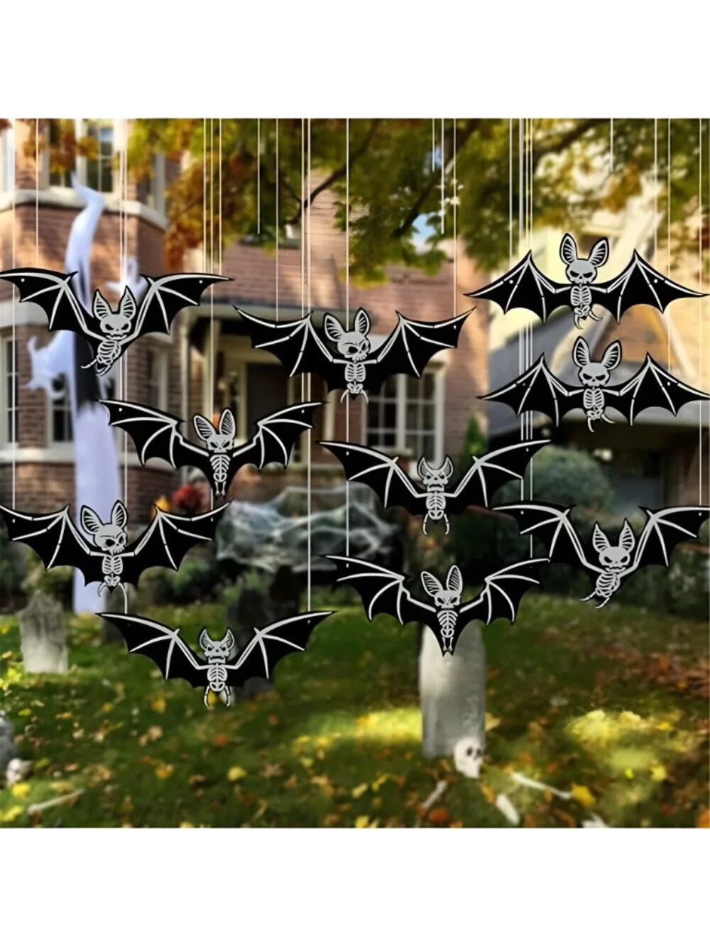 Halloween Outdoor Decorations, Monster Face Door Wall Decor & Bat Set